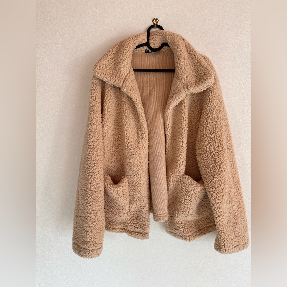 SHEIN Fuzzy Faux Sherpa Sweater